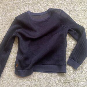Black mesh crewneck sweater